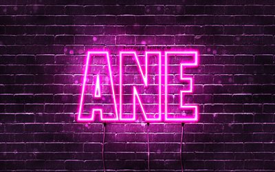 一つ [ひとつ], 4k, 名前の壁紙, 女性の名前, Ane 名, 紫色のネオン, 誕生日おめでとう, 人気のスペイン語の女性の名前, Ane 名の画像