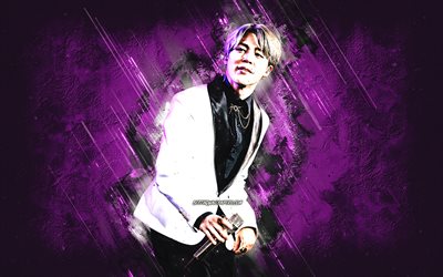 Jimin, BTS, Park Jimin, South Korean singer, portrait, purple stone background