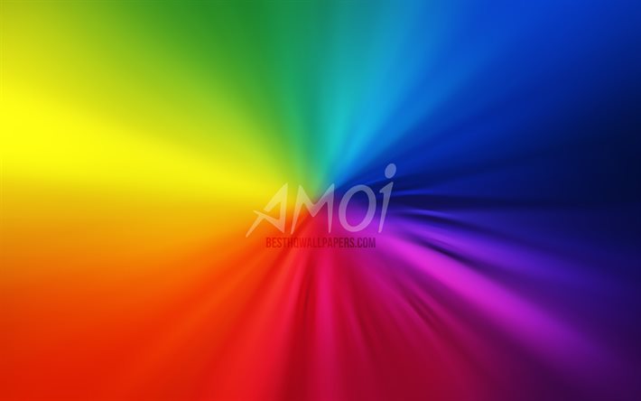 Amoi logo, 4k, vortex, rainbow backgrounds, creative, artwork, brands, Amoi