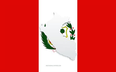 Peru map silhouette, Flag of Peru, silhouette on the flag, Peru, 3d Peru map silhouette, Peru flag, Peru 3d map
