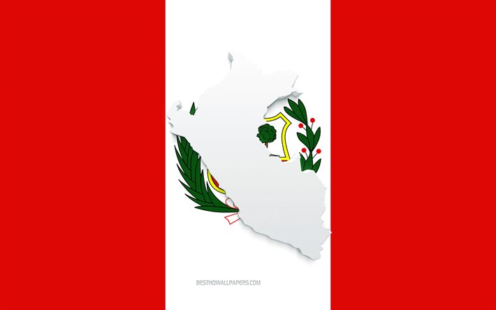 peru karte silhouette, flagge von peru, silhouette auf der flagge, peru, 3d peru karte silhouette, peru flagge, peru 3d karte