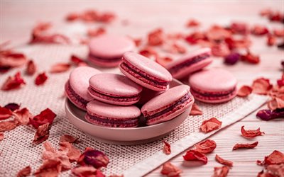 pink macaroons, baked goods, sweets, macaroons, cherry macaroons, cakes
