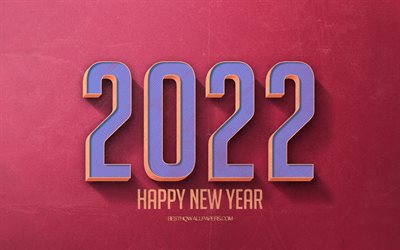 2022 Retro burgundy background, 2022 concepts, 2022 burgundy background, Happy New Year 2022, retro 2022 art, 2022 New Year