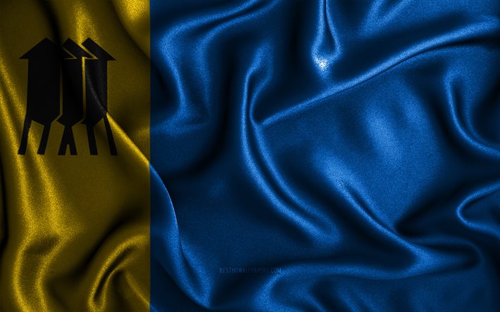 Porto Velho flag, 4k, silk wavy flags, brazilian cities, Day of Porto Velho, Flag of Porto Velho, fabric flags, 3D art, Porto Velho, cities of Brazil, Porto Velho 3D flag