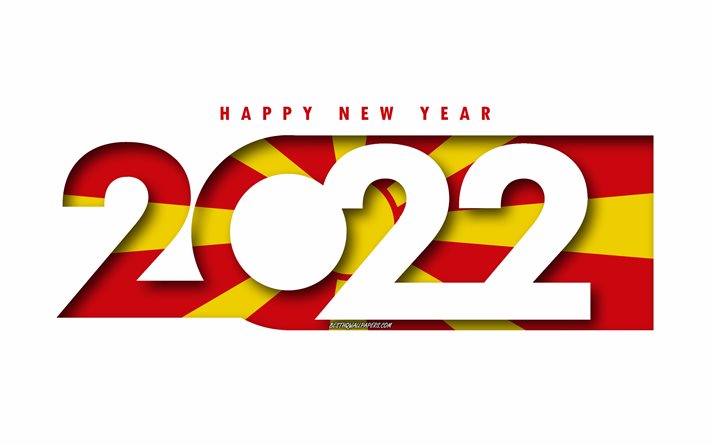 Bonne ann&#233;e 2022 Mac&#233;doine du Nord, fond blanc, Mac&#233;doine du Nord 2022, Mac&#233;doine du Nord 2022 Nouvel An, 2022 concepts, Mali, Drapeau de la Mac&#233;doine du Nord