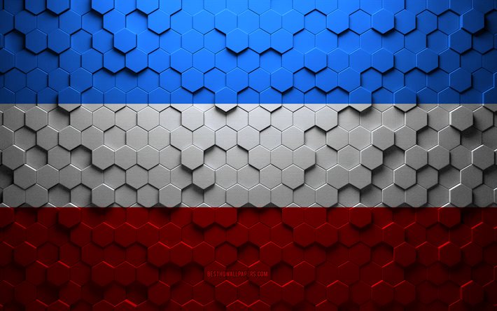 Flag of Mannheim, honeycomb art, Mannheim hexagons flag, Mannheim, 3d hexagons art, Mannheim flag