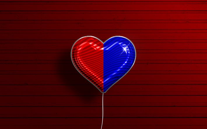 I Love Cagnes-sur-Mer, 4k, palloncini realistici, sfondo in legno rosso, Giorno di Cagnes-sur-Mer, citt&#224; francesi, bandiera di Cagnes-sur-Mer, Francia, palloncino con bandiera, Cagnes -sur-Mer