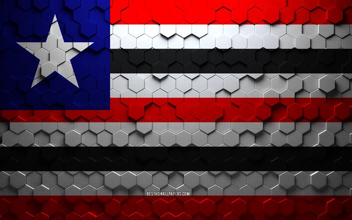 Flag of Maranhao, honeycomb art, Maranhao hexagons flag, Maranhao, 3d hexagons art, Maranhao flag