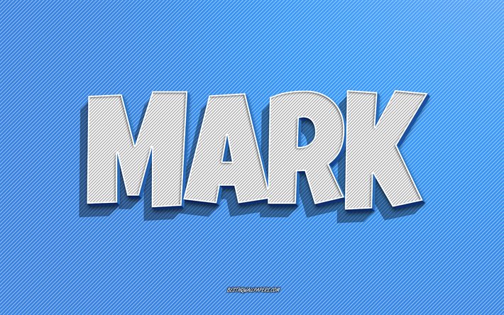 mark, blauer linienhintergrund, hintergrundbilder mit namen, markname, m&#228;nnliche namen, mark-gru&#223;karte, bild mit mark-namen