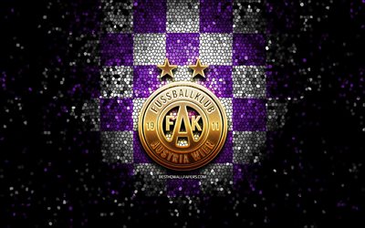 Austria Vienna FC, glitter logo, It&#228;vallan Bundesliiga, violetti valkoinen ruudullinen tausta, jalkapallo, it&#228;valtalainen jalkapalloseura, Austria Wien logo, mosaiikkitaide, Austria Wien, It&#228;valta
