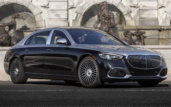 2022, Mercedes-Maybach S-Class, front view, exterior, luxury sedan, new gray S-Class, German cars, Mercedes-Benz