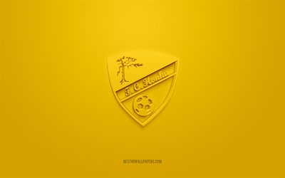 ホンカFC, クリエイティブな3Dロゴ, 黄色の背景, フィンランドのサッカーチーム, ヴェイッカウスリーガ, エスポーCity in Finland, フィンランド, サッカー, ホンカFC3Dロゴ