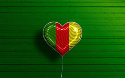 I Love Carlow, 4k, realistic balloons, green wooden background, Day of Carlow, irish counties, flag of Carlow, Ireland, balloon with flag, Counties of Ireland, Carlow flag, Carlow