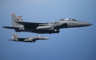 McDonnell Douglas F-15E Strike Eagle, cacciabombardiere americano, United States Air Force, F-15, American Air Force, F-15 nel cielo, Stati Uniti