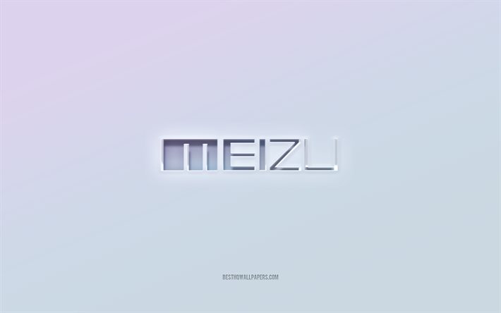 meizu-logo, ausgeschnittener 3d-text, wei&#223;er hintergrund, meizu-3d-logo, meizu-emblem, meizu, gepr&#228;gtes logo, meizu-3d-emblem