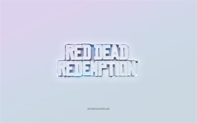 Red Dead Redemption logosu, 3d metni kes, beyaz arka plan, Red Dead Redemption 3d logosu, Red Dead Redemption amblemi, Red Dead Redemption, kabartmalı logo, Red Dead Redemption 3d amblemi