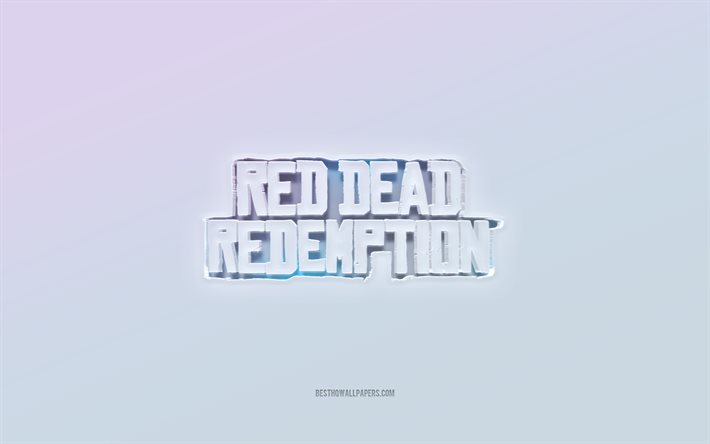 Red Dead Redemption -logo, leikattu 3D-teksti, valkoinen tausta, Red Dead Redemption 3d -logo, Red Dead Redemption -tunnus, Red Dead Redemption, kohokuvioitu logo, Red Dead Redemption 3d -tunnus