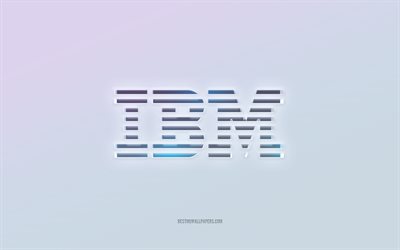 شعار IBM, قطع نص ثلاثي الأبعاد, خلفية بيضاء, شعار IBM ثلاثي الأبعاد, اي بي ام, شعار محفور, شعار IBM 3d