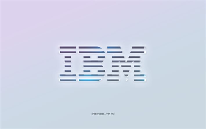 IBM logo, cut out 3d text, white background, IBM 3d logo, IBM emblem, IBM, embossed logo, IBM 3d emblem