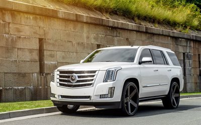 Cadillac Escalade, 2016 carros, SUVs, carros de luxo, branco Cadillac
