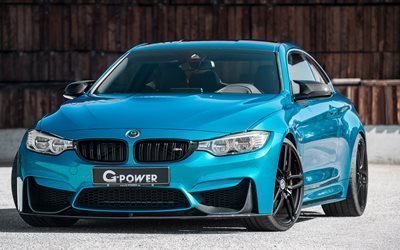 BMW M3, G G&#252;&#231;, 2016, G&#246;r&#252;lmektedir Turbo, tuning, BMW, parlak mavi M3