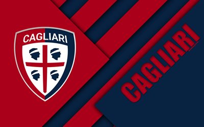 Cagliari FC, logo, 4k, material design, football, Serie A, Cagliari, Italy, red blue abstraction, Italian football club, Cagliari Calcio