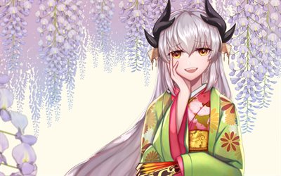 fategrand bestellen, anime spiel, weibliche charaktere, kimono