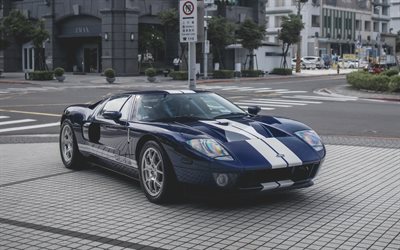 Ford GT, blue sports coupe, USA, sports car, Ford