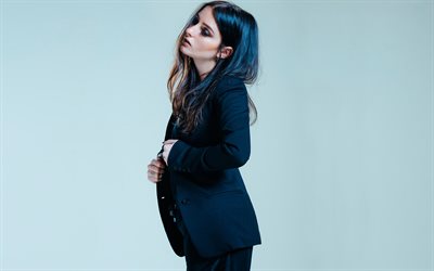 Banks, American singer, photoshoot, 4k, black suit, young stars, Jillian Rose Banks