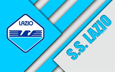 Lazio FC, new logo, new emblem, 4k, material design, football, Serie A, Rome, Italy, blue white abstraction, Italian football club, SS Lazio