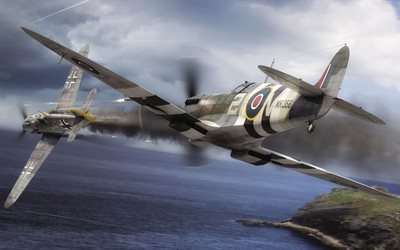 War Thunder, Messerschmitt Bf109G-6, Spitfire FMkIX, air battle, World War II, online games, military aircraft, WW2, Luftwaffe, Royal Air Force