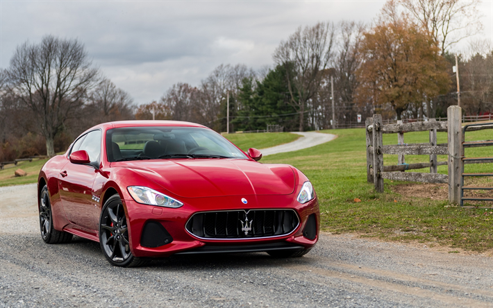 Maserati, 2017, kırmızı spor coupe, tuning, siyah jantlar, İtalyan otomobil