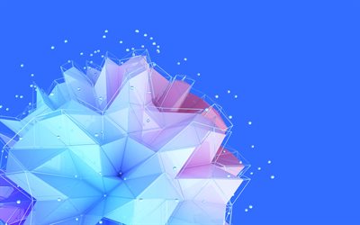 triangles, 4k, geometry, geometric shapes, blue background