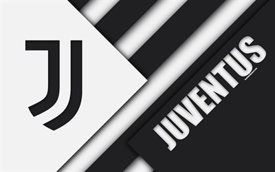 Juventus FC, new logo, 4k, material design, new Juventus emblem, football, Serie A, Turin, Italy, white black abstraction, Italian football club