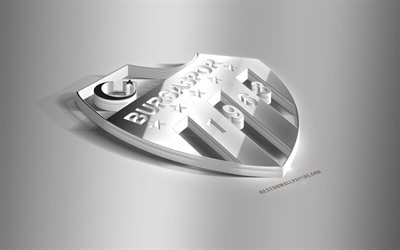 Bursaspor, 3D de acero logotipo, turco, club de f&#250;tbol, 3D emblema, Bursa, Turqu&#237;a, Bursaspor emblema de metal, Super Lig, f&#250;tbol, creativo, arte 3d
