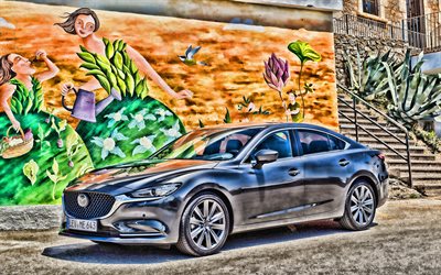 Mazda6, HDR, 2018 carros, grafite, carros japoneses, Mazda 6 Limousine, cinza Mazda 6, Mazda