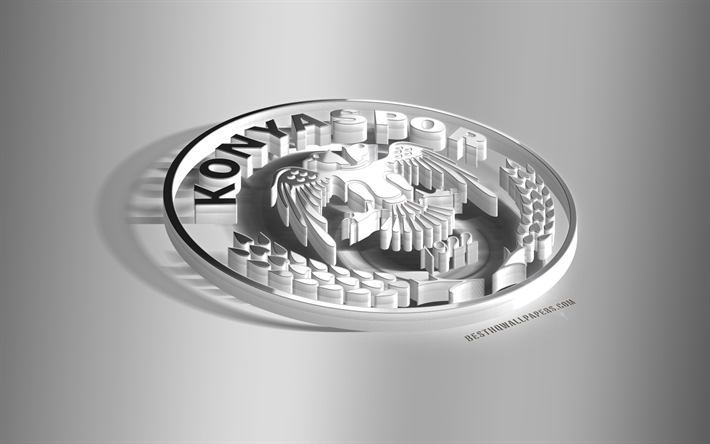 Konyaspor, 3D-ter&#228;s logo, Turkkilainen jalkapalloseura, 3D-tunnus, Konya, Turkki, Konyaspor metalli-tunnus, Super League, jalkapallo, luova 3d art