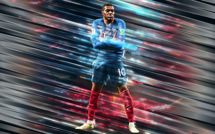 Kylian Mbappe, French football player, French national football team, striker, 10 number, creative art, young football stars, France, Mbappe