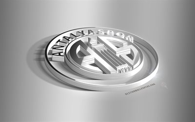 Antalyaspor, 3D acciaio logo, squadra di calcio turco, emblema 3D, Antalya, in Turchia, Antalyaspor metallo emblema, Super Lig, calcio, creativo, arte 3d