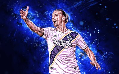 Zlatan Ibrahimovic, MLS, close-up, Los Angeles Galaxy FC, svedese calciatori, stelle del calcio, Ibrahimovic, il calcio, LA Galaxy, arte astratta, luci al neon