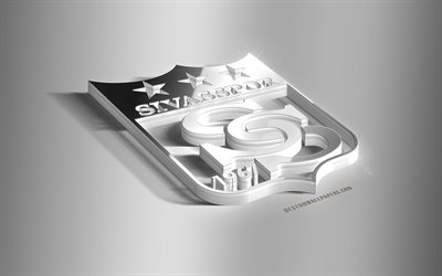 Sivasspor, 3D-ter&#228;s logo, Turkkilainen jalkapalloseura, 3D-tunnus, Sivas, Turkki, Sivasspor metalli-tunnus, Super League, jalkapallo, luova 3d art