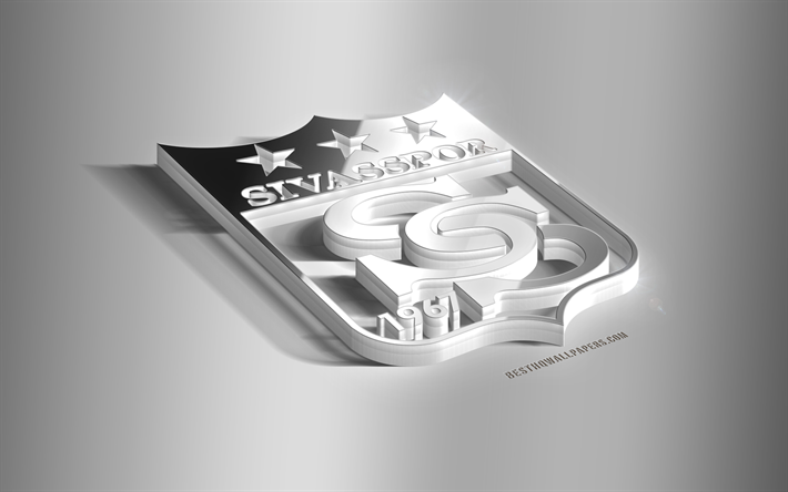 Sivasspor, 3D acier logo, turc, club de football, 3D embl&#232;me, Sivas, en Turquie, Sivasspor embl&#232;me m&#233;tallique, Super Lig, de football, de cr&#233;ation 3d art