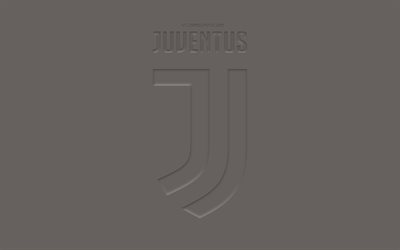 Juventus FC, new logo, official gray, art, new emblem, gray background, Italian football club, champion, Turin, Italy, Serie A, football, Juve