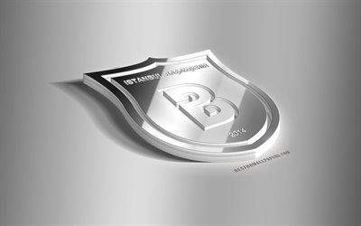 İstanbul Basaksehir, 3D steel logo, Turkish football club, 3D emblem, Istanbul, Turkey, Basaksehir metal emblem, Super Lig, football, creative 3d art, Basaksehir