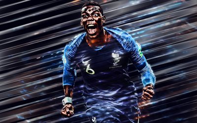 Paul Pogba, 4k, Francia squadra nazionale di calcio, ritratto, obiettivo, calciatore francese, centrocampista, creativo, arte, calcio, Francia, Pogba