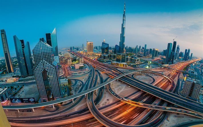 Dubai, panorama, EMIRATI arabi uniti, moderno, architettura, grattacieli, Emirati Arabi Uniti