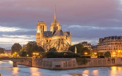 A catedral de Notre-Dame de Paris, A Catedral De Notre-Dame, Igreja Cat&#243;lica, 4k, Paris, Fran&#231;a