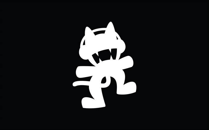 Monstercat, 4k, o m&#237;nimo de, fundo preto, Monstercat logotipo