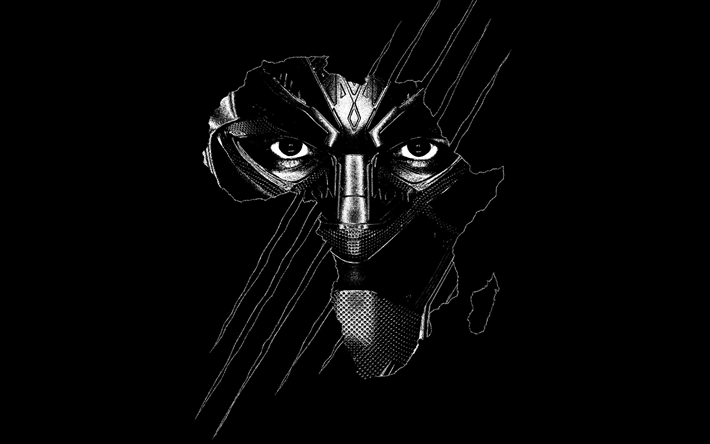 4k, Black Panther, un minimum de, 2018 de cin&#233;ma, de super h&#233;ros, arri&#232;re-plan noir