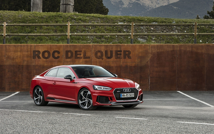 Audi RS5, 2018, red coupe, German cars, red new RS5, Audi